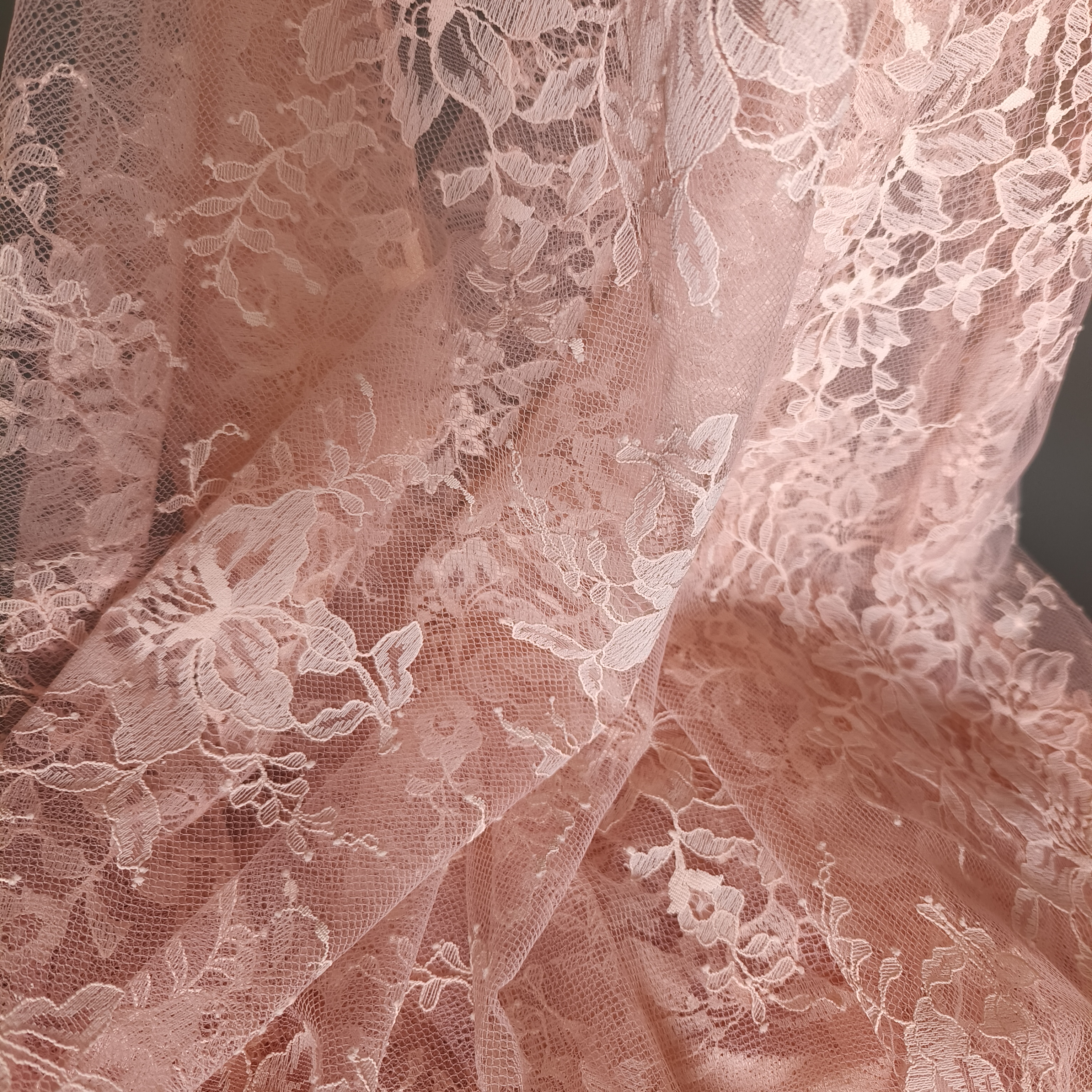 Tissu à coudre pour vêtements, rose doux, pour robe de mariée, tissu classique en dentelle Chantilly