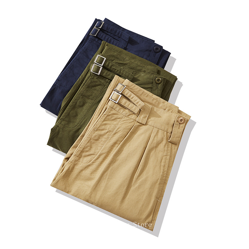 Okonkwo Bermuda d'inspiration militaire Pantalon Gurkha décontracté plissé à double boucle pour homme