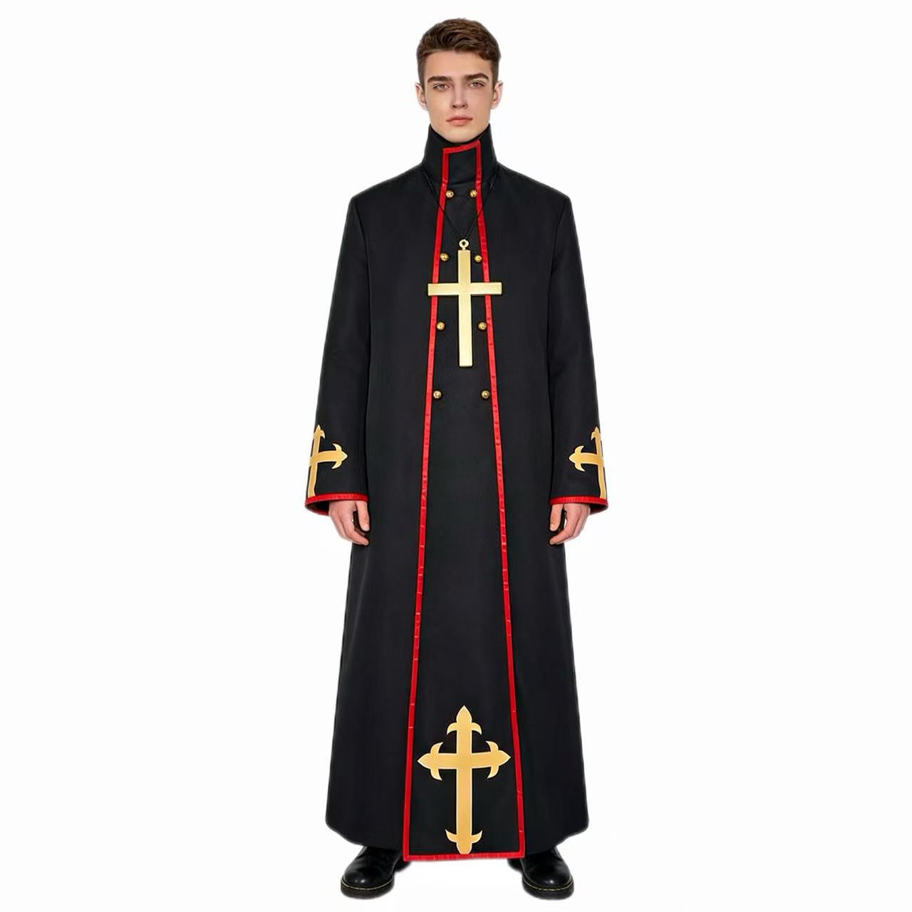 Costume Médiéval de Prêtre Catholique pour Homme et Femme, Déguisement de Dreadcomparateur, Pasteur, Moine, Magicien, Halloween, Carnaval, ix, Robe de Barrage