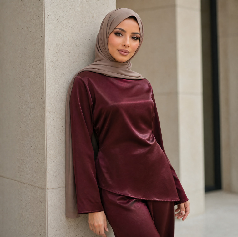 Ensemble 2 pièces pour femme : Blouse et pantalon large, tenue musulmane Eid, haut et pantalon, Ramadan, Maroc, tenues à lacets, Dubaï, Islam, ensemble décontracté
