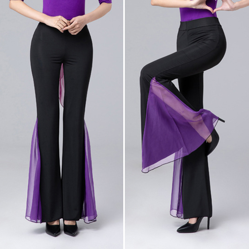 Pantalon évasé élégant pour femmes, jambes larges, pour salle de bal latine, danse du ventre, Costume de spectacle de pôle danse