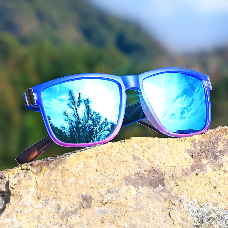 Nouveau style 2 pièces lunettes de soleil à monture carrée classique, couleur dégradée, jante complète, monture en polycarbonate, lentille TAC, polariseur, style sportif