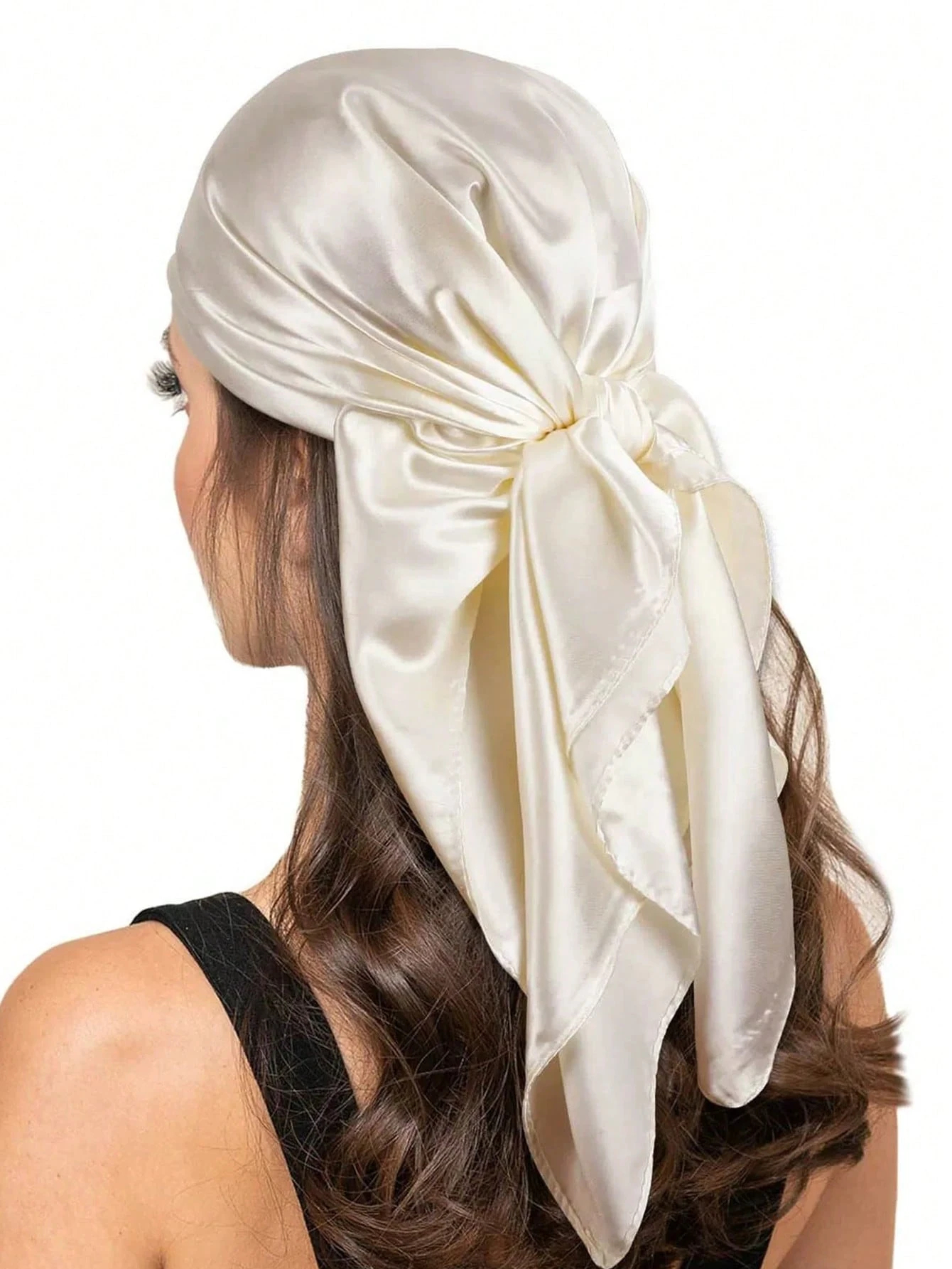 Foulard en soie de luxe pour femmes, mouchoir imprimé en Satin, Bandana uni, foulard polyvalent, accessoire pour cheveux Hijab, 90x90cm