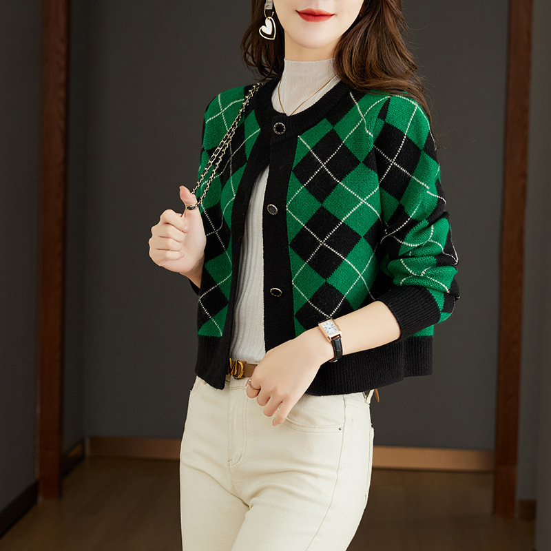 Pull en maille pour femme, cardigan tricoté, collection printemps-automne 2026, pull court élégant et décontracté, haut en maille ample pour femme