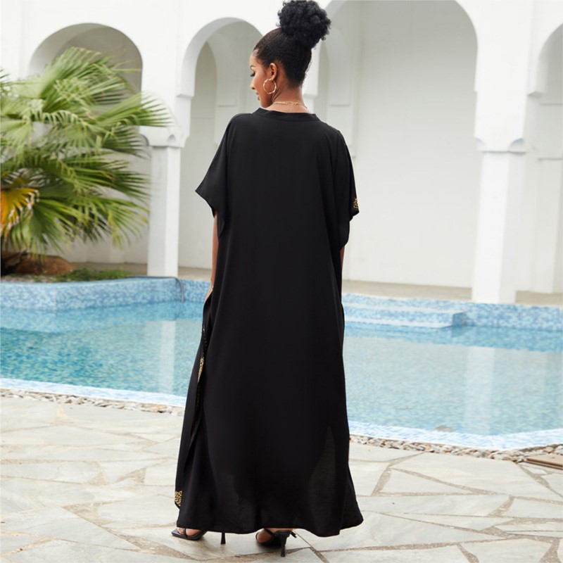 Robe de plage brodée en coton vintage pour femmes, couverture de bikini, robes sexy, vacances, protection solaire
