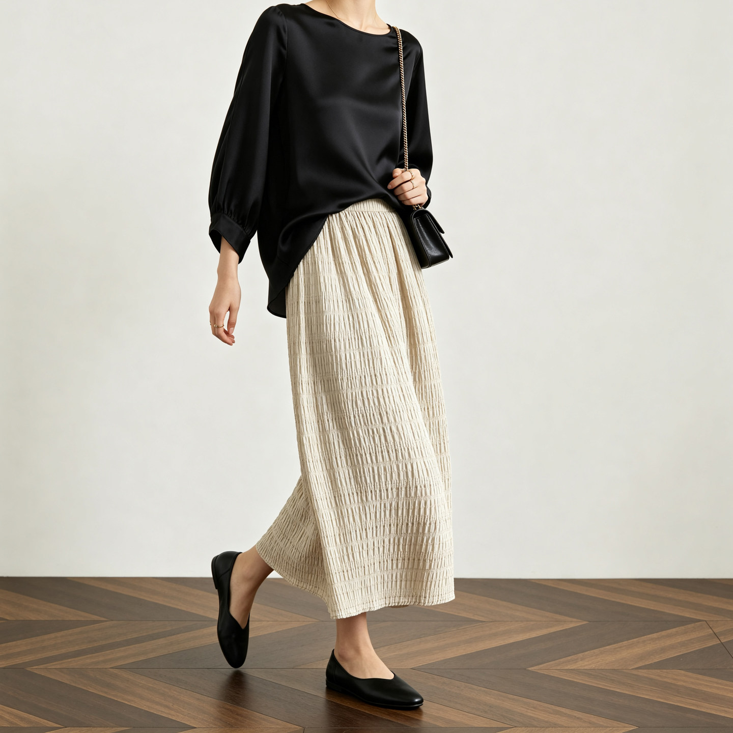 Winsleter - 97% Soie Filée 3% Spandex, Jupes Élégantes, Taille Élastique à Plis, Jupe Droite pour Femme, Idéale pour les Déplacements Quotidien, Automne 2026 B68966CC