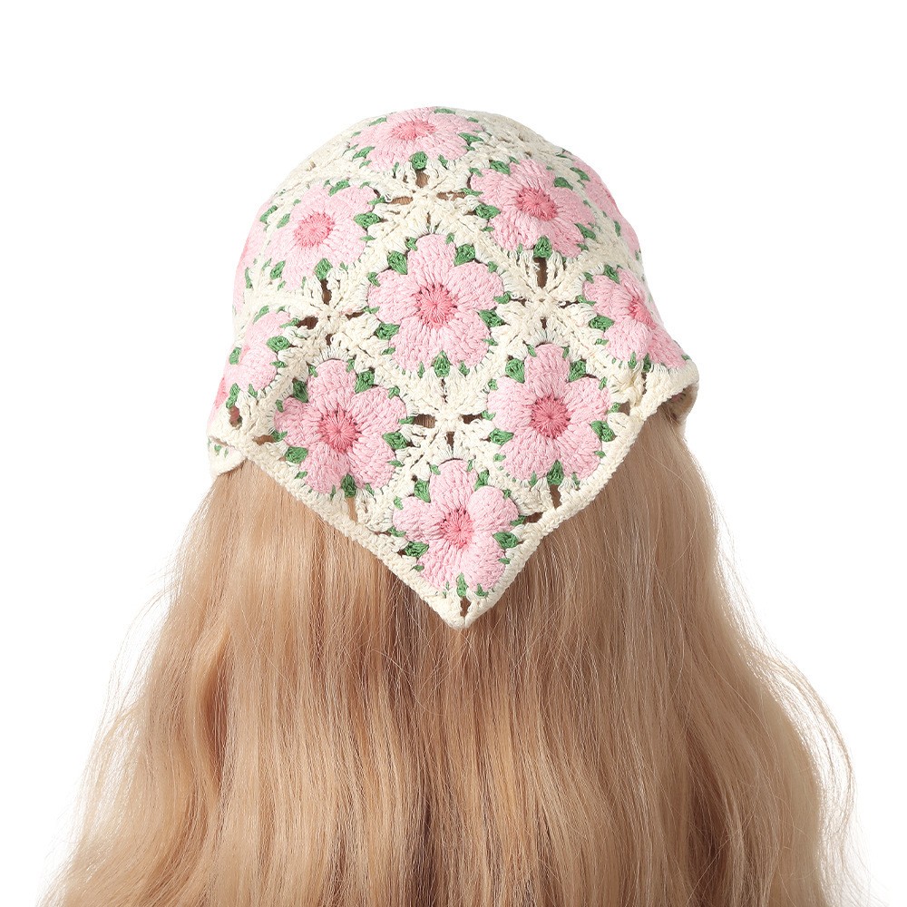 Vintage tissage tricot fleur Triangle foulard bandeaux élastiques bandes de cheveux femmes fille cheveux écharpe cheveux accessoires mode