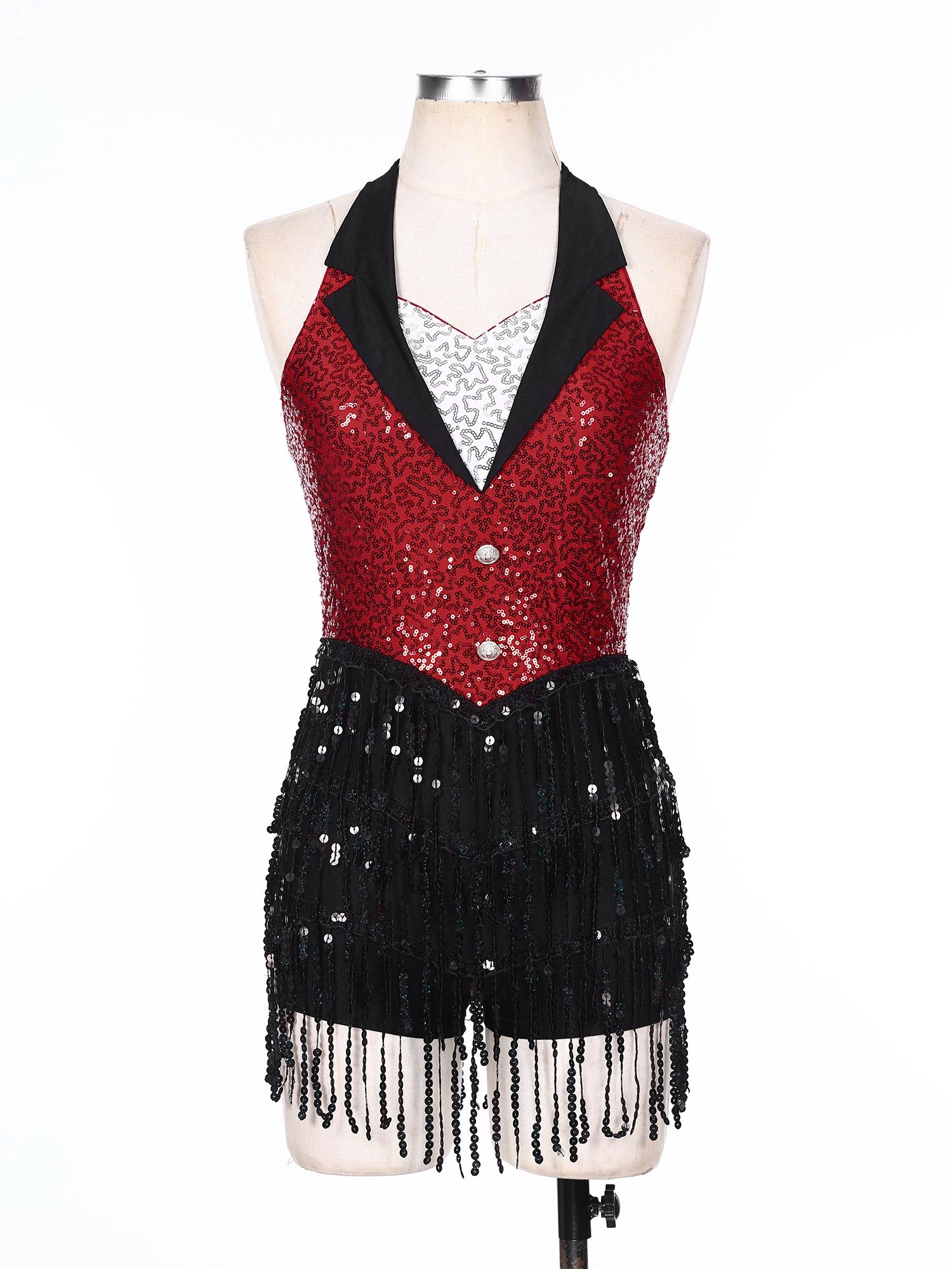 Combinaison Jazz à franges pour femmes, paillettes scintillantes, Costume de danse latine Cha-cha, dos nu, Rumba Tango, justaucorps à franges, vêtements de danse