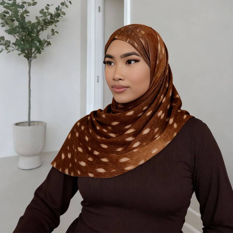 Hijabs bohème imprimé cerf pour femmes, châle aquarelle, doux, musulman, foulard en coton Modal, Ramanda, cadeau du nouvel an 2026