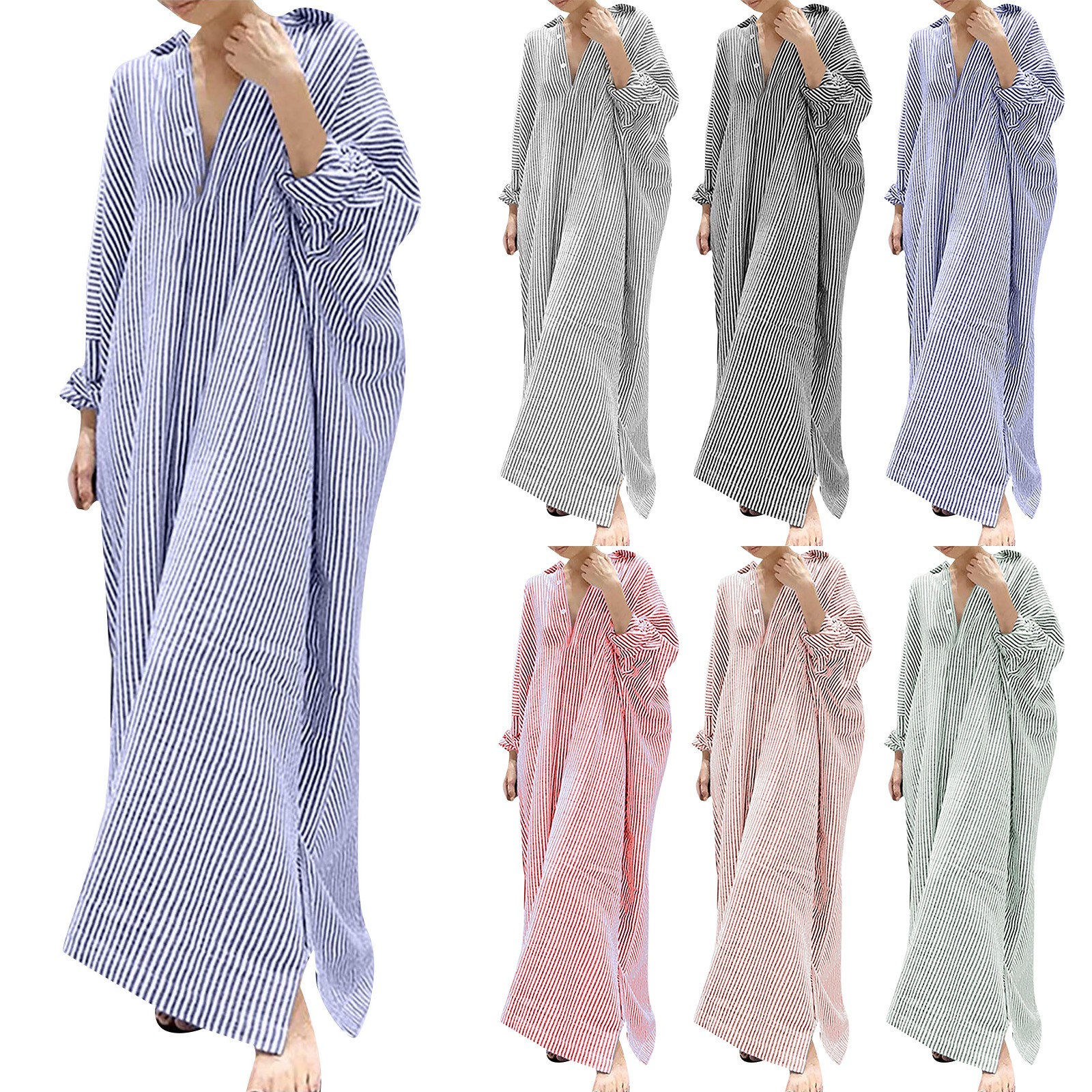 Robe d'été en coton à rayures pour femmes, tenues élégantes, chemise décontractée, robes Maxi, robes pour occasions formelles, robe éducative 138