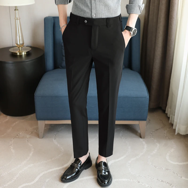 Pantalon slim imbibé pour hommes, surintendant de mariage formel, pantalon habillé décontracté, affaires sociales, mode de marque, printemps, grande taille, 44, 42, 40, 2024