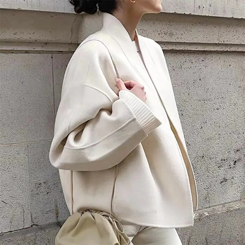 Manteau d'automne pour femmes, beau tempérament ample, veste Cardigan, manteau de tempérament, manches longues, manteau court en laine