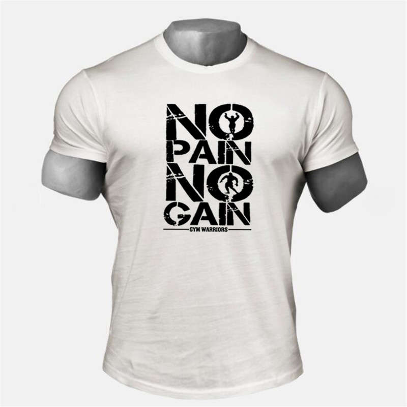 T-shirt à manches courtes en coton pour homme, vêtements de musculation, fitness, entraînement, pas de douleur, pas de revenu
