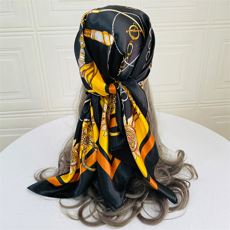 Foulard de cheveux en soie pour femmes, Foulard d'été en Satin, Bandana Cheveux doux, Hijab pour dames