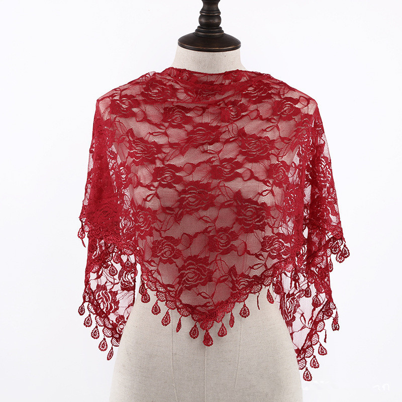 Mode église châle dentelle voile écharpe Bandana église prière mariage Mantille chapelle blanc brodé Hijab femmes foulards