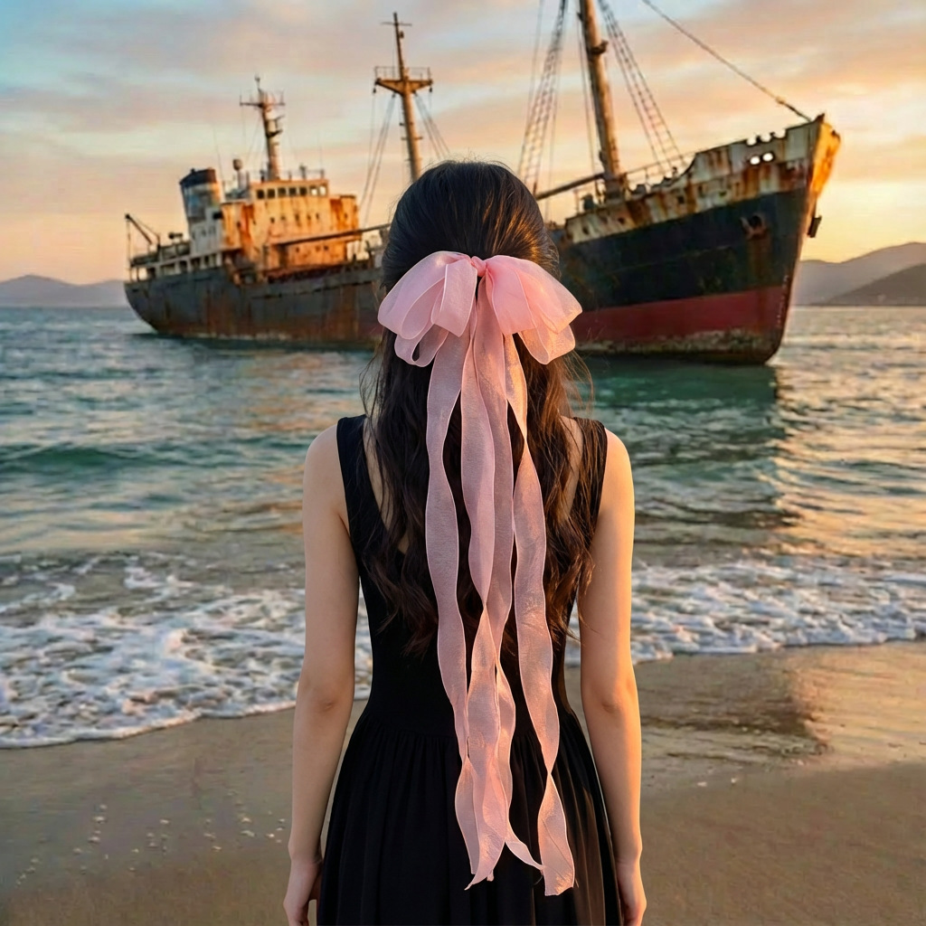Barrettes à nœud papillon longues et surdimensionnées pour femmes, en ruban de maille vintage, avec foulard superposé, accessoires de cheveux pour fête