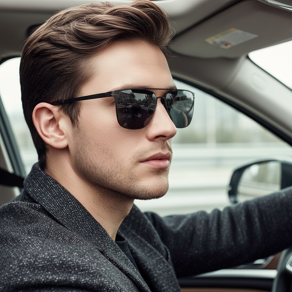 Nouvelles lunettes de soleil tendance avec montures rectangulaires élégantes et Construction en métal adaptées aux hommes avec lentilles UV400 5135