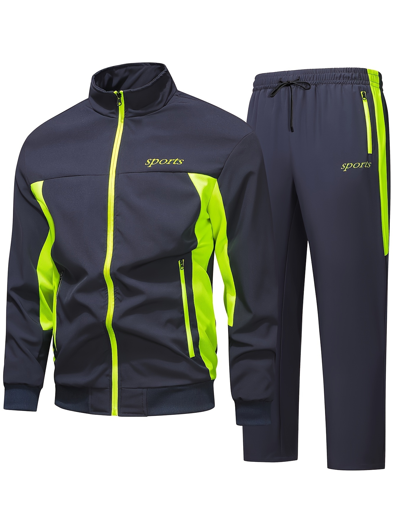 Costume pour hommes deux pièces survêtement printemps et automne veste à capuche de sport + sport nouveaux hommes en plein air deux pièces Fitness Jogging costume
