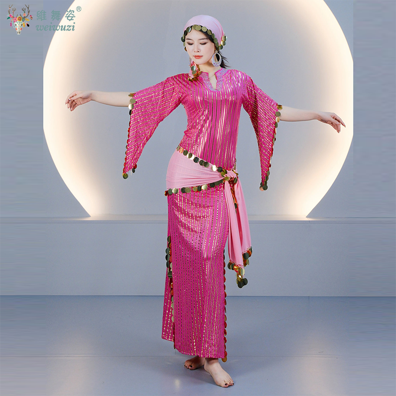 Robe de danse orientale pour femmes, style Shaabi Baladi Saidi, avec de grandes paillettes, costume de scène, vêtements de compétition de danse orientale