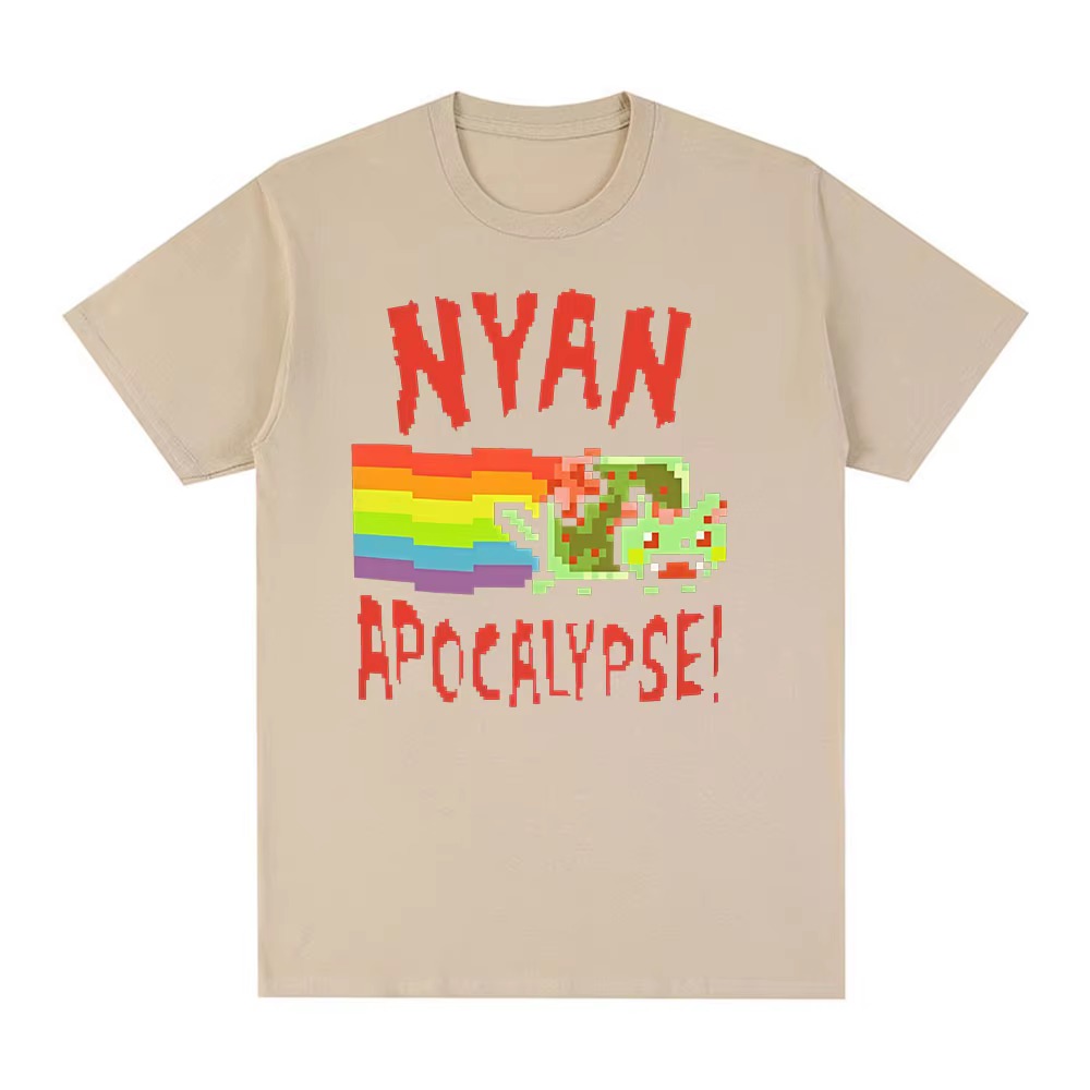T-shirt Nyan Rainbow Cat Funny Meme pour hommes et femmes, vêtements décontractés à la mode, Kawaii Harajuku, T-shirts à manches courtes, Streetwear