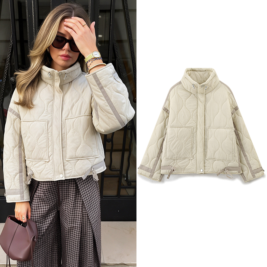 Femmes automne nouvelle mode veste en coton ample manteau court Chic à manches longues vêtements en coton vêtements d'extérieur Muje