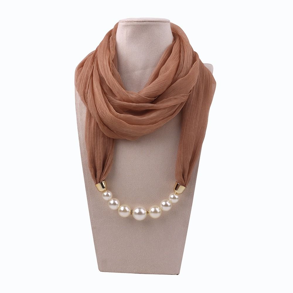Écharpe en mousseline de soie style occidental avec chaîne de perles, coupe-vent, protection solaire, pendentif, pour les vacances
