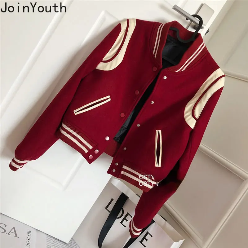 Vestes épaisses et décontractées pour femmes, vêtements à la mode, uniforme de Baseball rouge, Ropa Mujer, manteau ample surdimensionné coréen, Tops Y2k, 2025