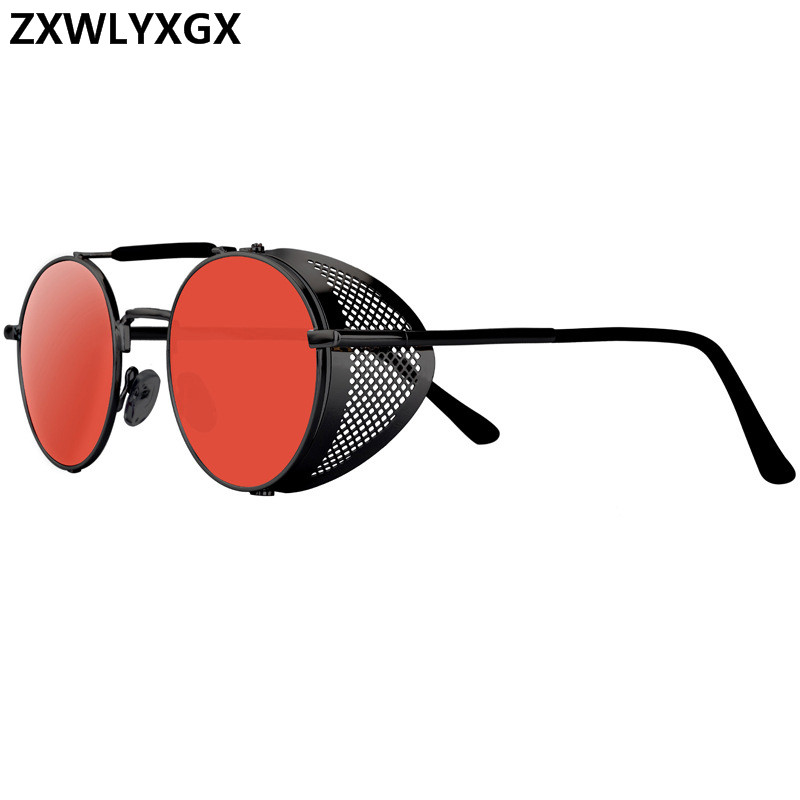 Lunettes de soleil rondes en métal rétro pour hommes et femmes, Steampunk, Designer de marque, Lunettes de soleil vintage, Protection UV, Tendance