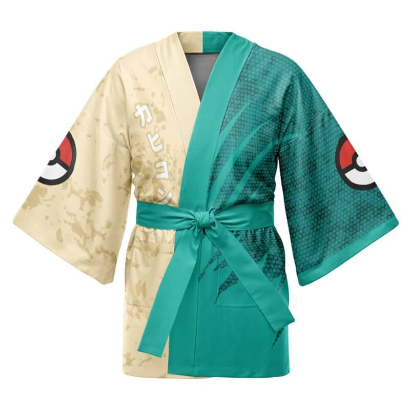 Kimono Pok É Mon Kabi Beast Color Blocked bleu et jaune, style rétro japonais vintage, pour elfe