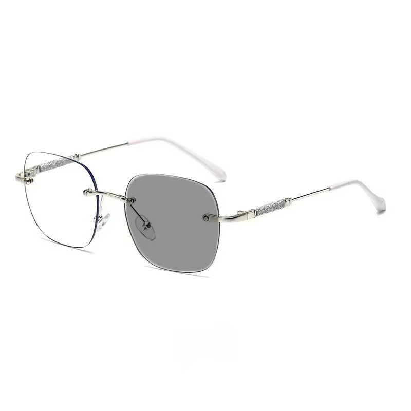Lunettes de lecture photochromiques sans cadre à la mode pour femmes, lunettes ultra légères et anti-lumière bleue haute définition pour jeunes