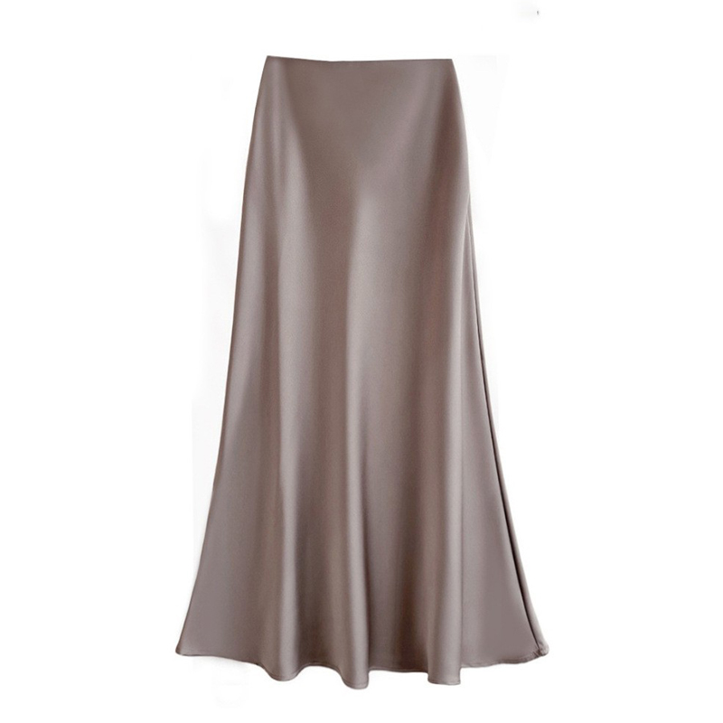Jupe en Satin pour femmes, jupe mi-longue trapèze, fluide, moulante, taille haute, queue de poisson, printemps-automne