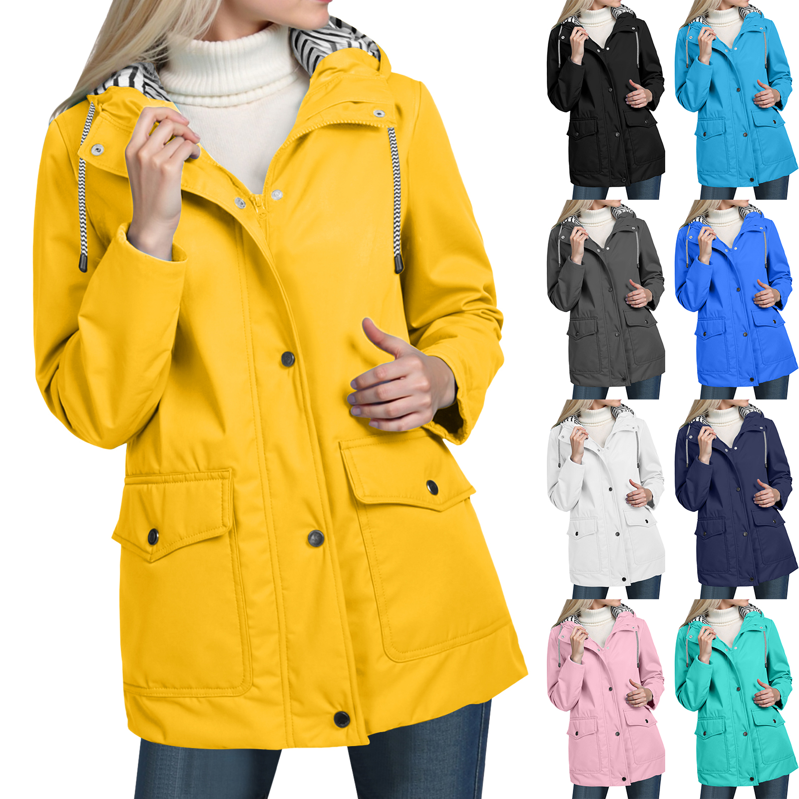Veste de pluie pour femmes de grande taille, automne hiver, manches longues, capuche, manteaux légers, coupe-vent, softshell pour femmes