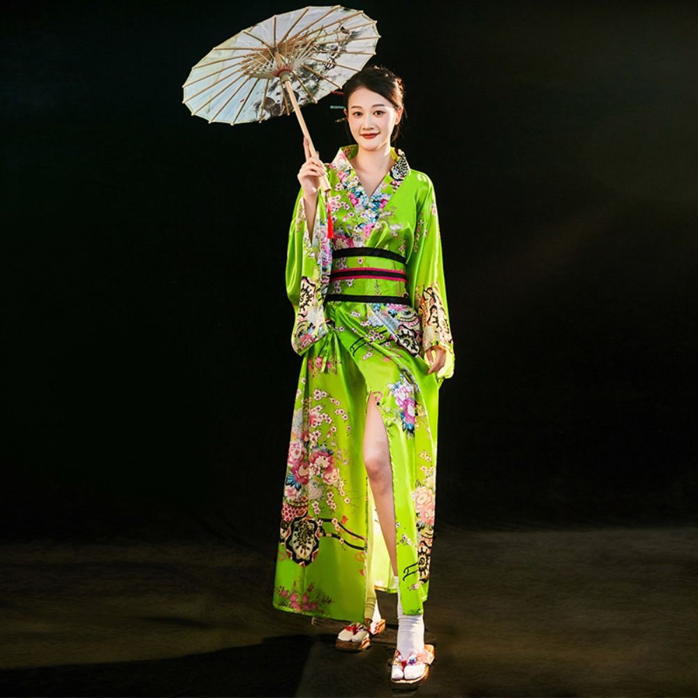 Costume de cosplay, kimono japonais traditionnel imprimé de fleurs, style japonais, robe kimono Sakura pour fille, élégance asiatique