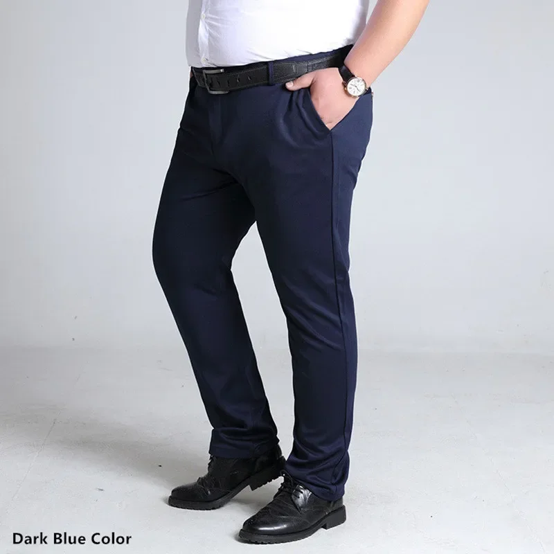 Pantalon de travail pour hommes, grande taille, gris, noir, bleu foncé, élastique, droit, Business, grand 44 46 48 50 52 140KG, vêtements de bureau