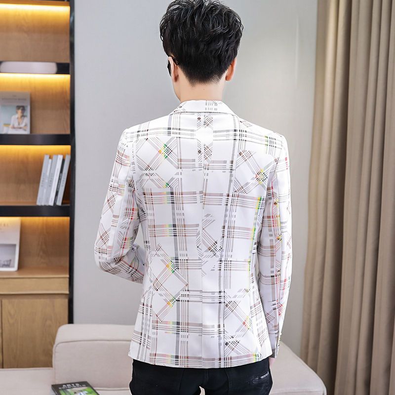 Veste blanche fine pour hommes, costumes et blazers classiques à carreaux, coupe cintrée, vêtements d'été, manteaux originaux élégants, nouveaux décontractés, 2025