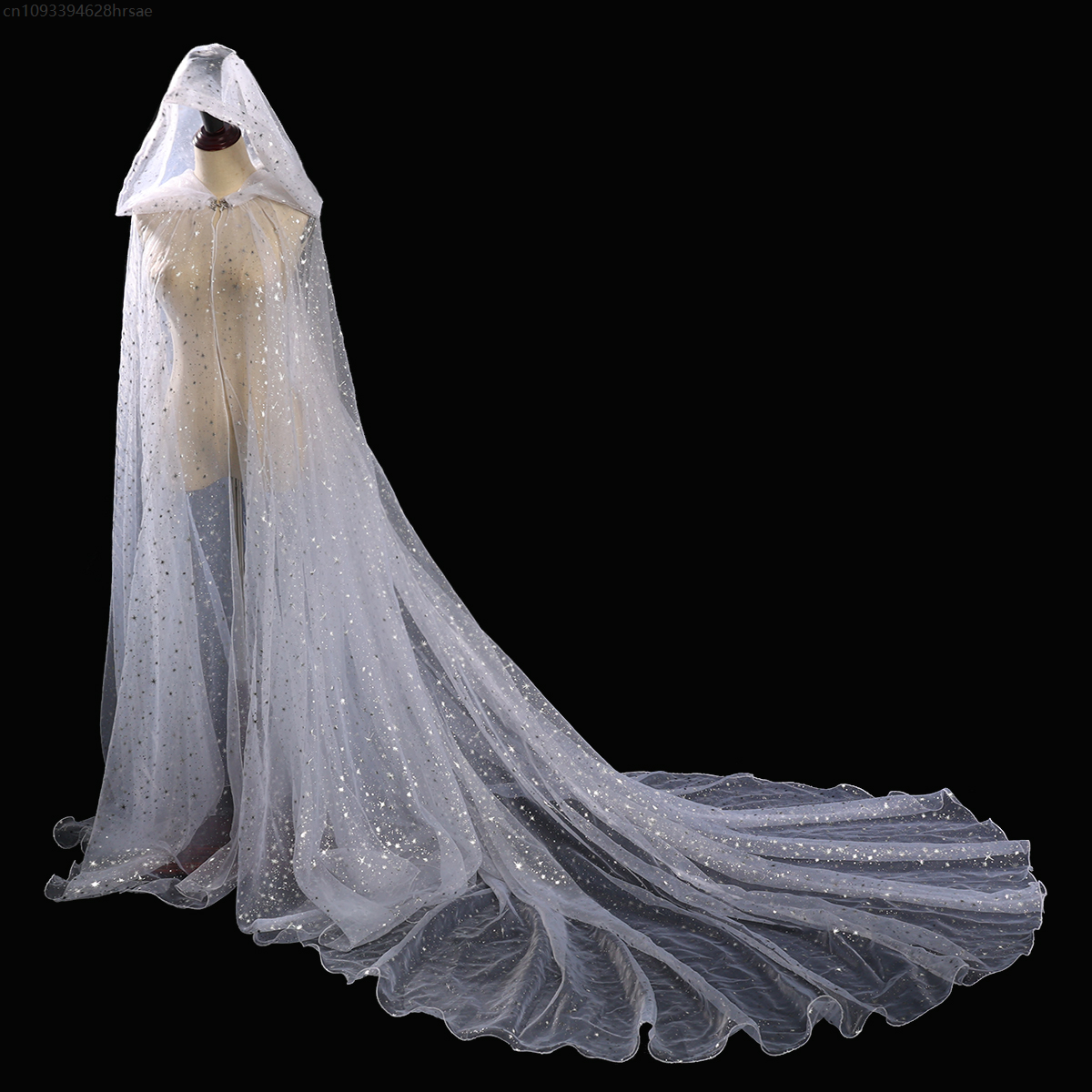 Cape à capuche pour femmes, gothique médiéval, fée elfe, Maxi, longueur au sol, en Tulle, Cape de sorcière Vampire