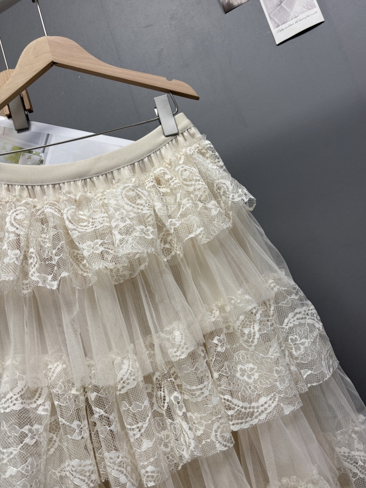Maxi jupe longue femmes Crochet dentelle jupe 2025 Goth Lolita printemps été taille haute haut bas froncé à volants jupes plissées rok