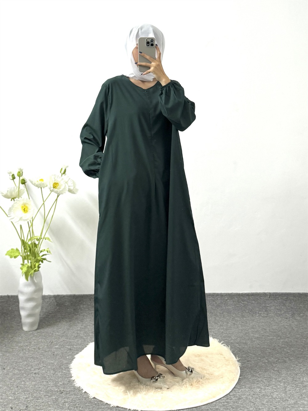 Abayas-Robe longue à manches longues pour femmes musulmanes, robe musulmane modeste, robe de prière décontractée, imprimé floral, Ramadan