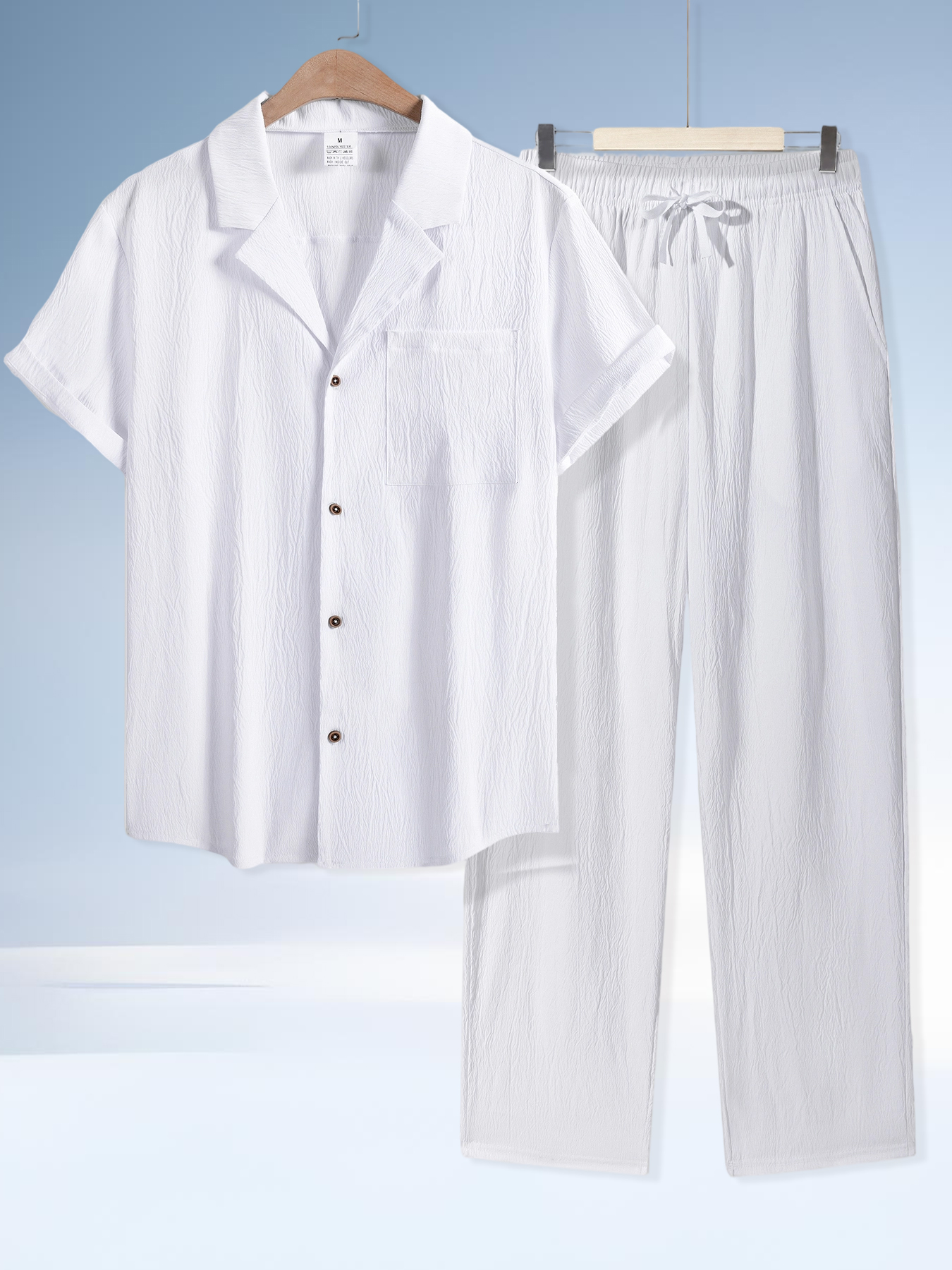 Ensemble chemise et pantalon pour homme, chemise décontractée à manches courtes et pantalon ample, 2 pièces, vêtements décontractés pour homme