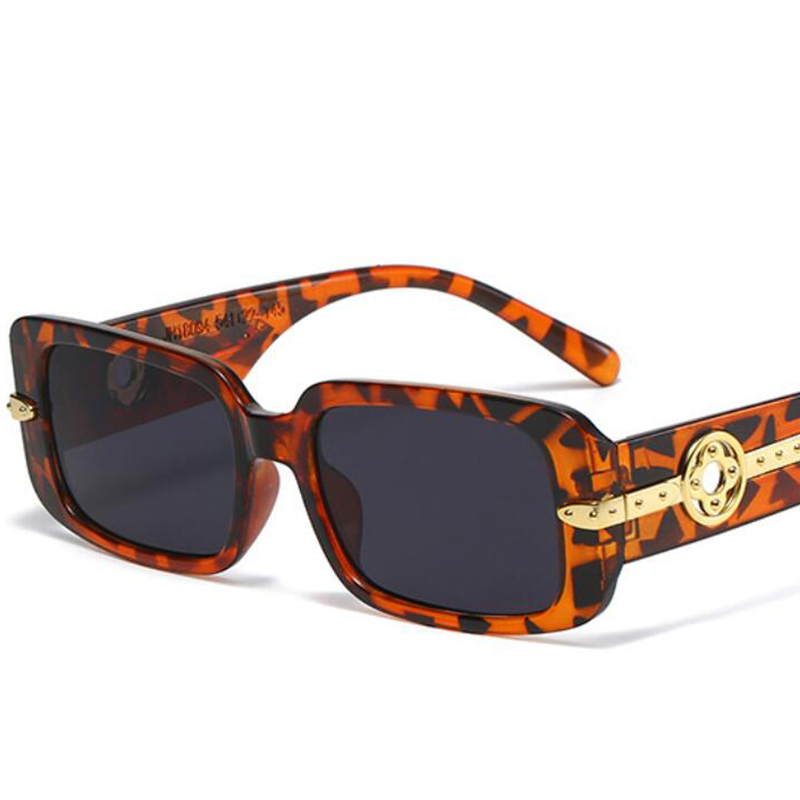 Lunettes de soleil carrées noires classiques pour femmes, marque de styliste rétro rectangulaire en métal fleur, petite monture, lunettes de conduite UV400