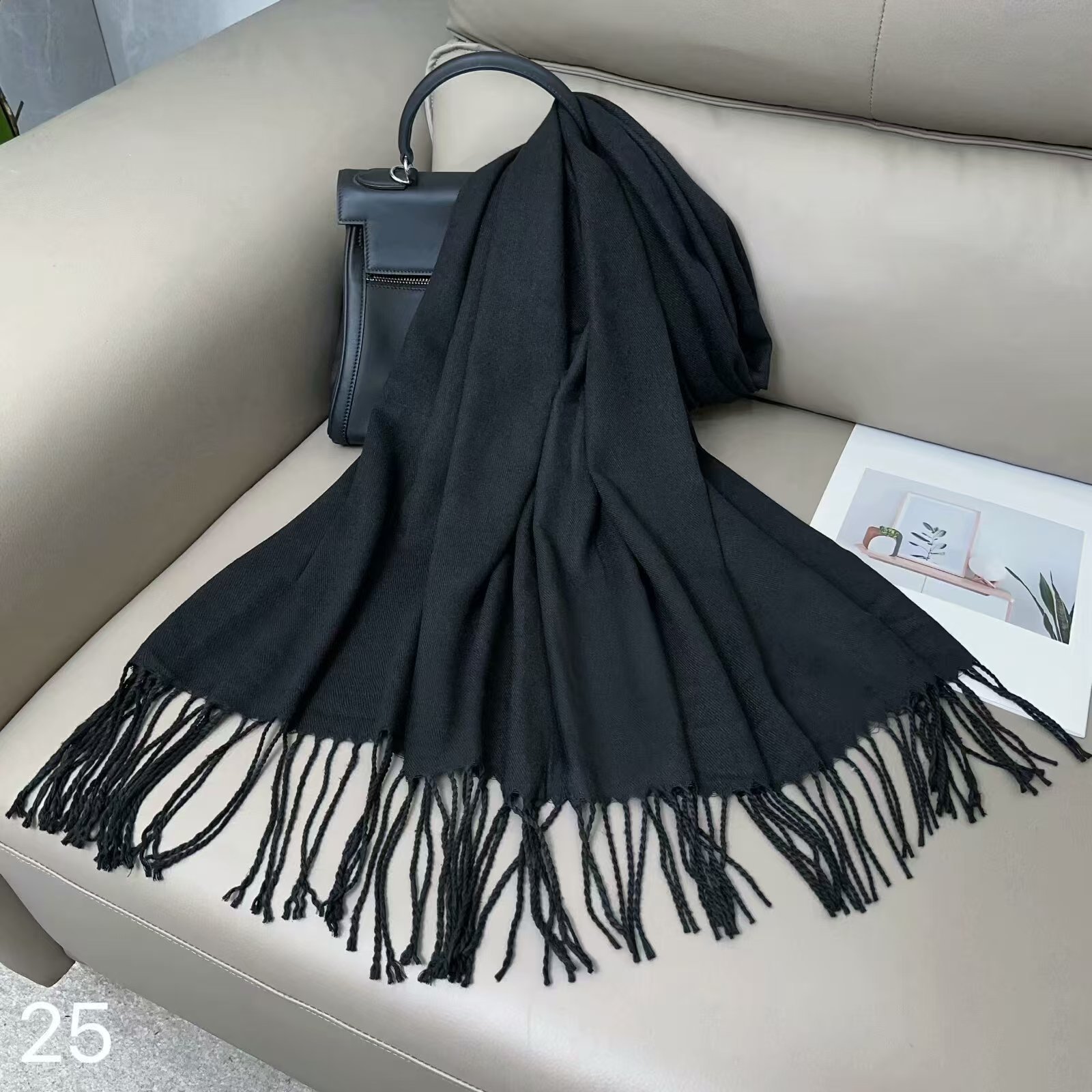 Écharpe d'hiver solide de luxe pour femmes, châles Pashmina doux, couverture en cachemire, étoles chaudes pour dames, extérieur Bufanda