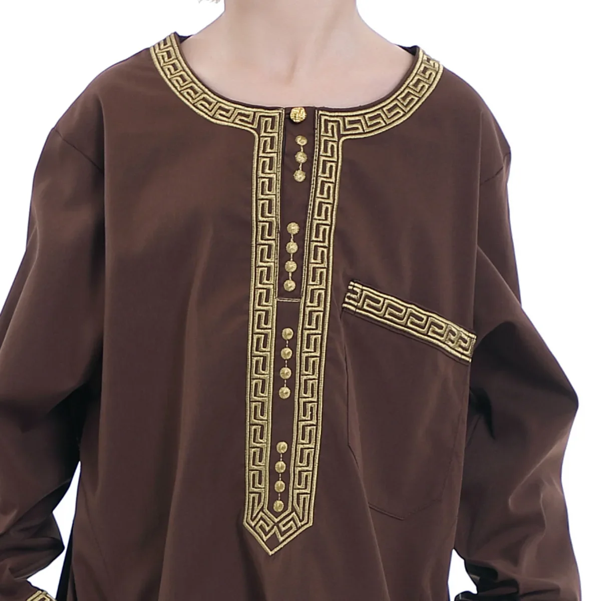 Robe musulmane pour enfants, ensemble 2 pièces, col rond, manches longues, robe imprimée, chemise, Abaya, Kaftan, Jubba, Thobe, vêtements islamiques