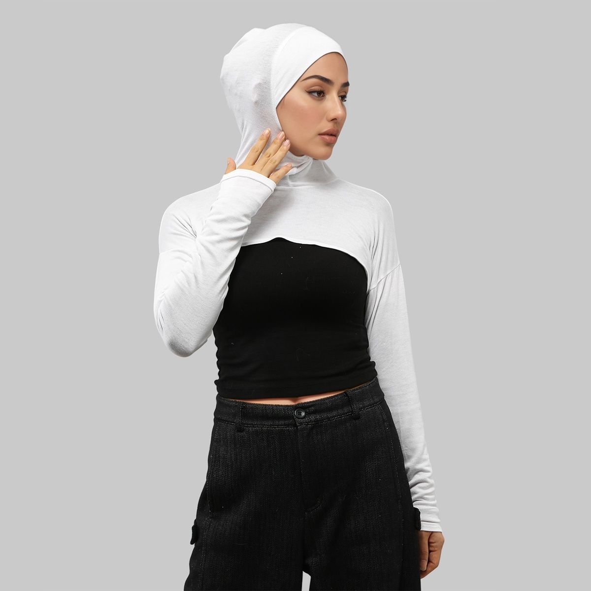 Hijab musulman intégral à manches longues pour femme avec sous-bonnet élastique, couvre-bras long musulman, protection solaire à porter sous un T-shirt