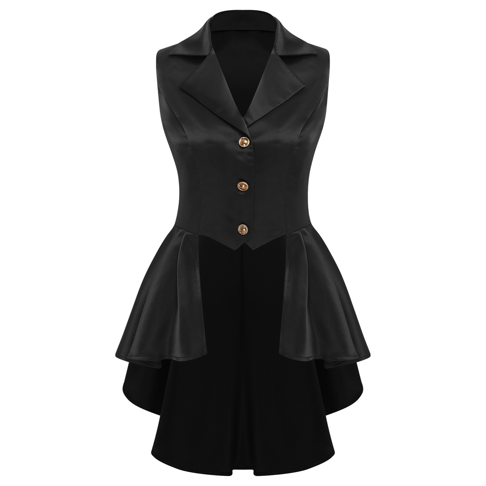 Gilet sans manches pour femme, style steampunk victorien, veste sans manches, haut à col rabattu, débardeur de smoking, tenue gothique cosplay