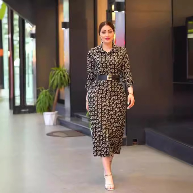 Robe musulmane grande taille pour femmes, robe imprimée à col chemise, manches longues, robes de soirée marocaines, Islam dubaï Abaya