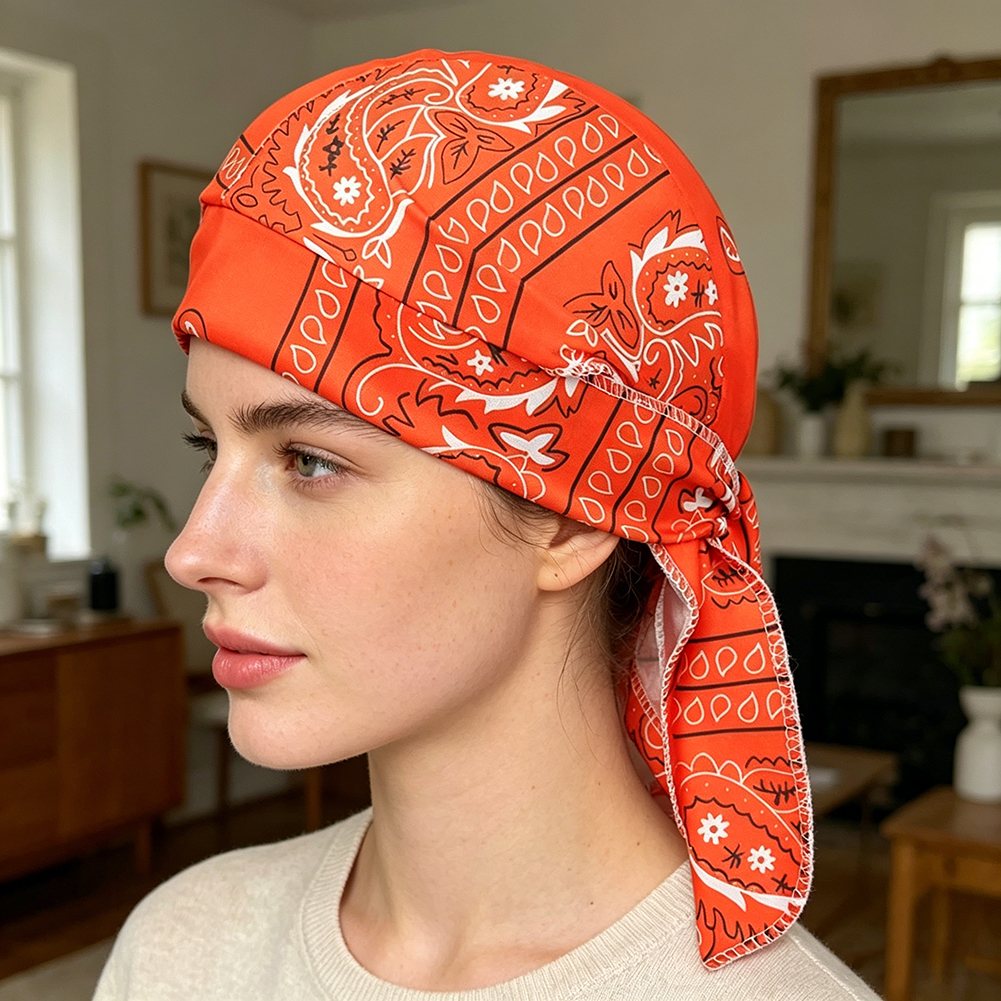 Casquette Bandana Hip-Hop Paisley Rafraîchissante avec Imprimé Numérique et Liens Ajustables – Idéale pour l'Été, les Danseuses de Rue et les Compétitions