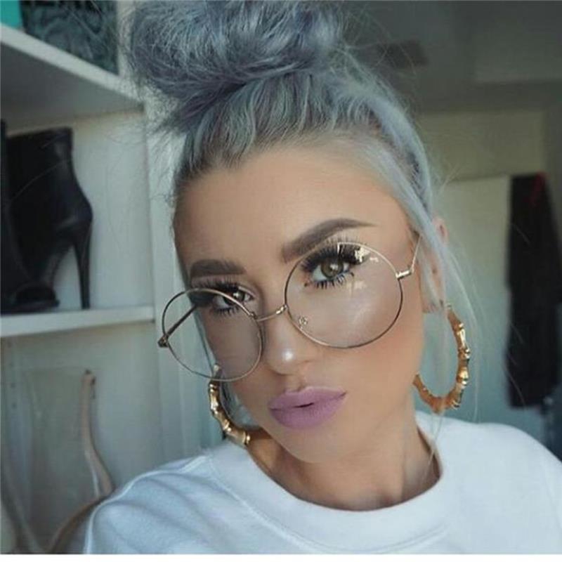 Lunettes rondes surdimensionnées femmes hommes métal grand grand cercle lunettes cadre optique lunettes rondes cadre mode lunettes lunettes