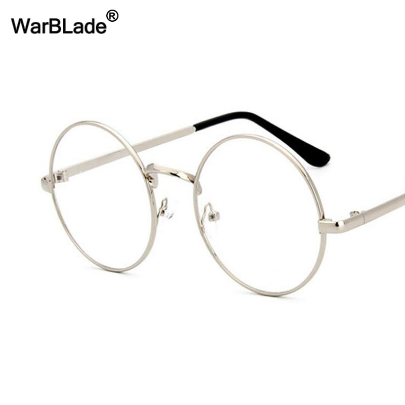 WarBLade Vintage lunettes rondes lentille claire mode or rond cadre en métal lunettes optiques hommes femmes monture de lunettes faux lunettes