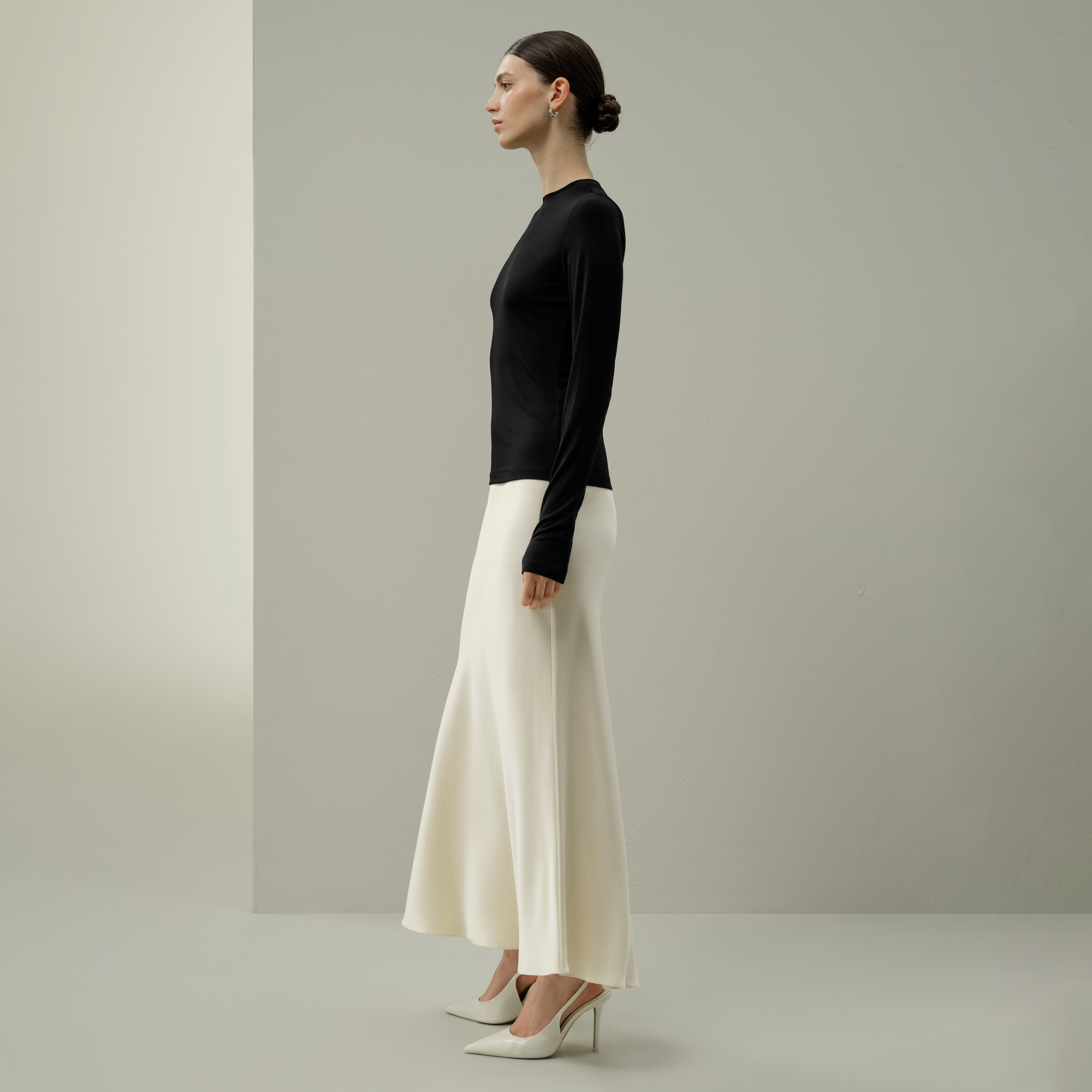 LILYSILK Chemisier basique à manches longues en jersey Silk Breeze pour femme pour un usage quotidien