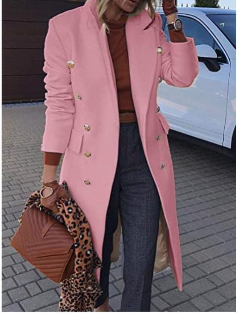 Manteau en laine à manches longues pour femmes, veste mélangée, revers mince, vêtements féminins, blanc, rose, rouge, printemps, automne, nouvelle mode